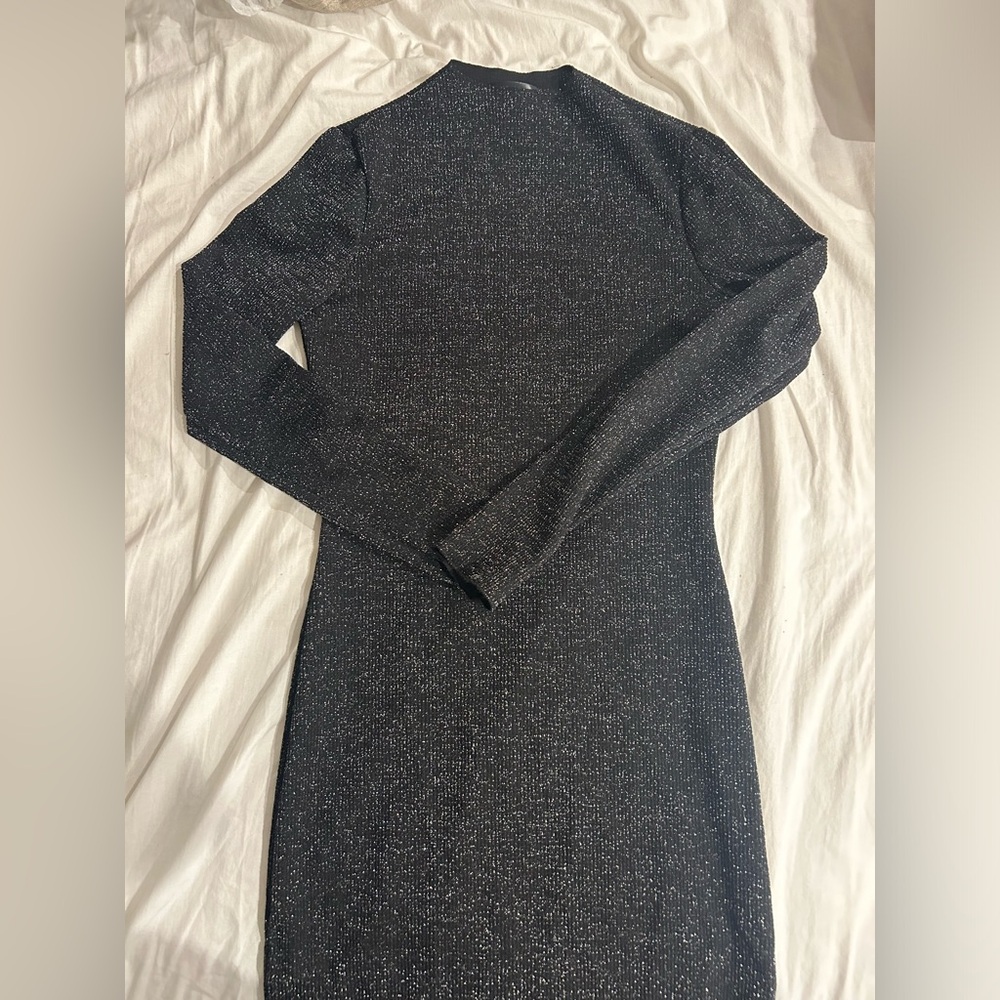 shimmer long sleeve bodycon dress